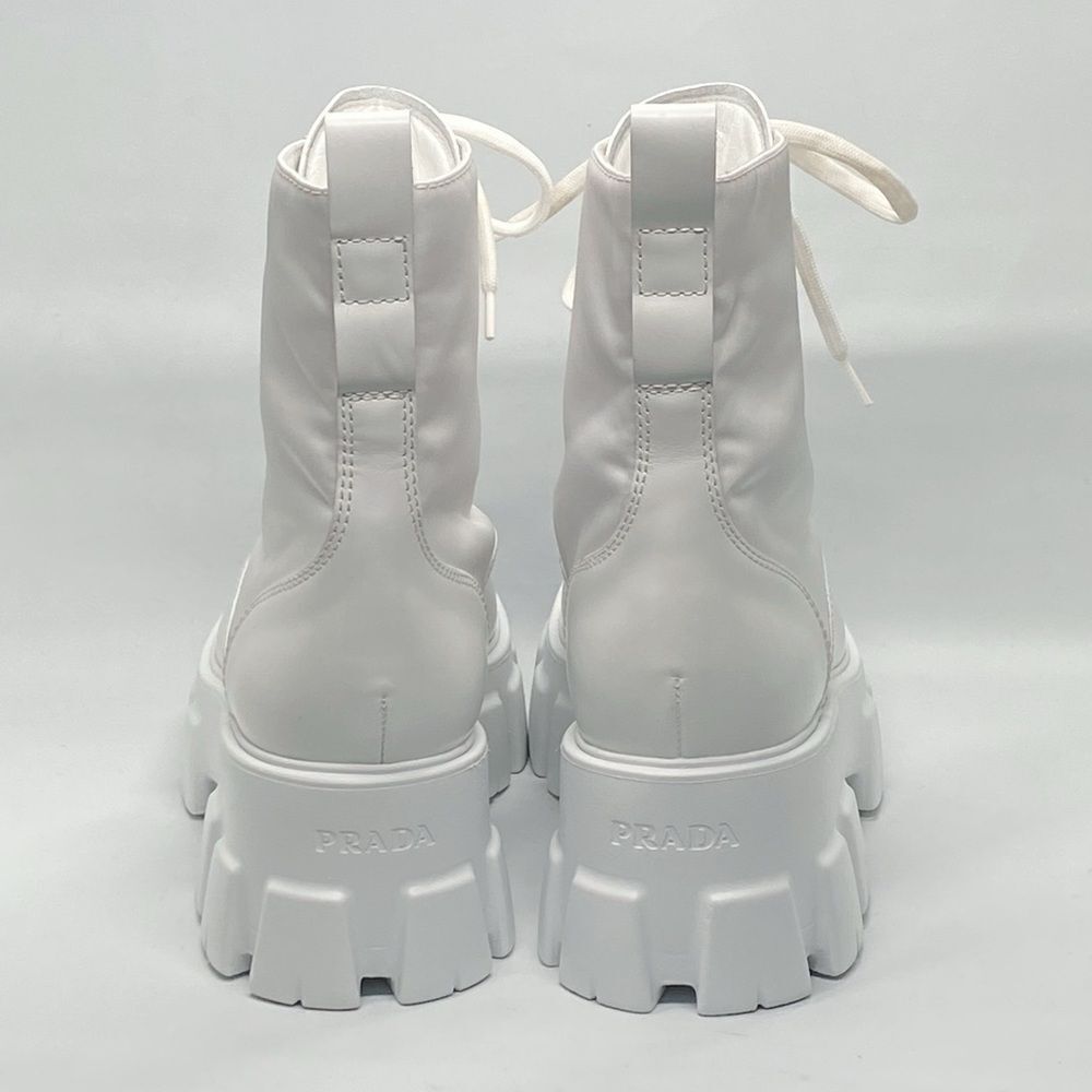 Prada Monolith Leather & Nylon Lug Sole Combat boots size 40 - Picture 5 of 13